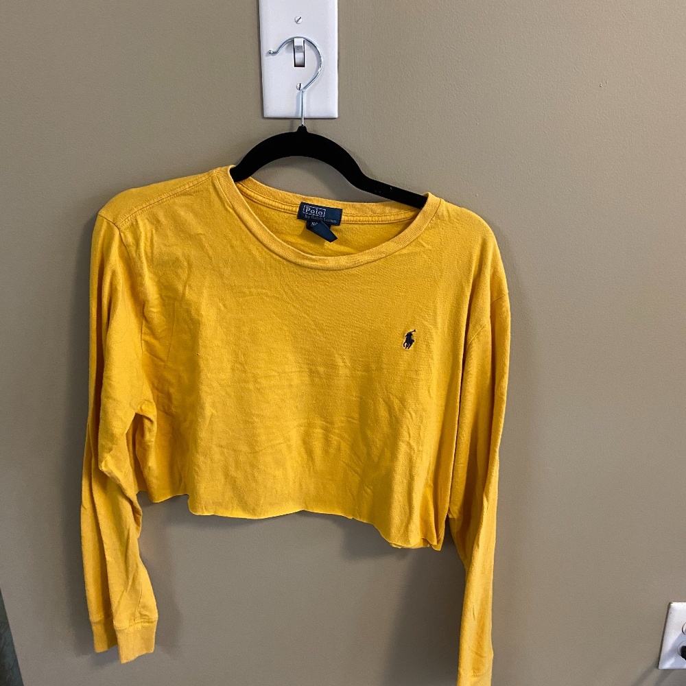 Yellow Polo Cropped Long Sleeve T-Shirt